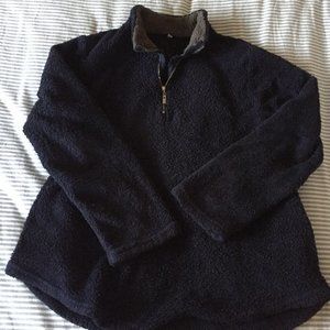 Navy blue sherpa quarter zip sweatshirt